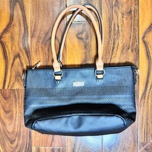 Minicci Elegant Black and Tan Handbag size 9 X 14